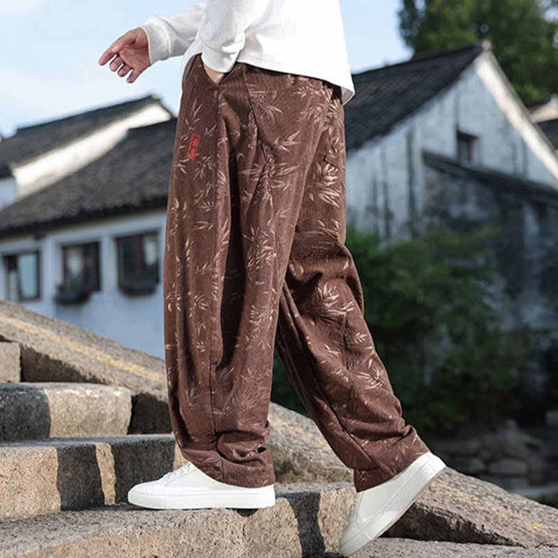 Pantaloni da uomo casual in cotone con tasche, ricamati con Buddha Stones - image 20
