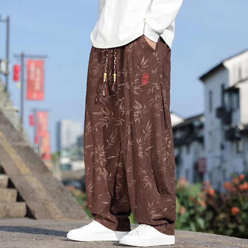 Pantaloni da uomo casual in cotone con tasche, ricamati con Buddha Stones - image 16