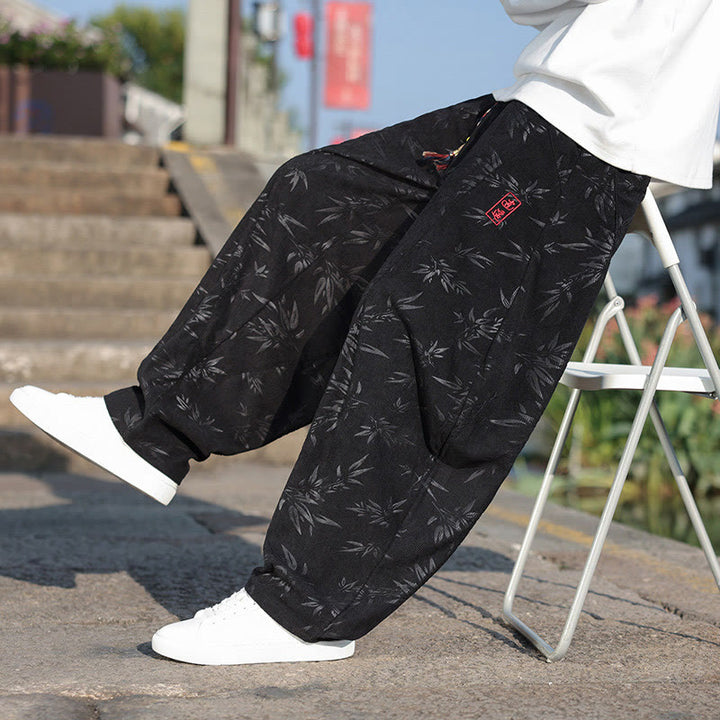 Pantaloni da uomo casual in cotone con tasche, ricamati con Buddha Stones - image 7