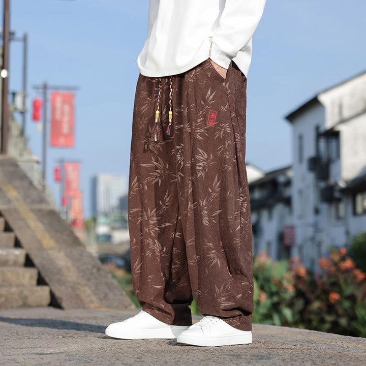 Pantaloni da uomo casual in cotone con tasche, ricamati con Buddha Stones - image 19