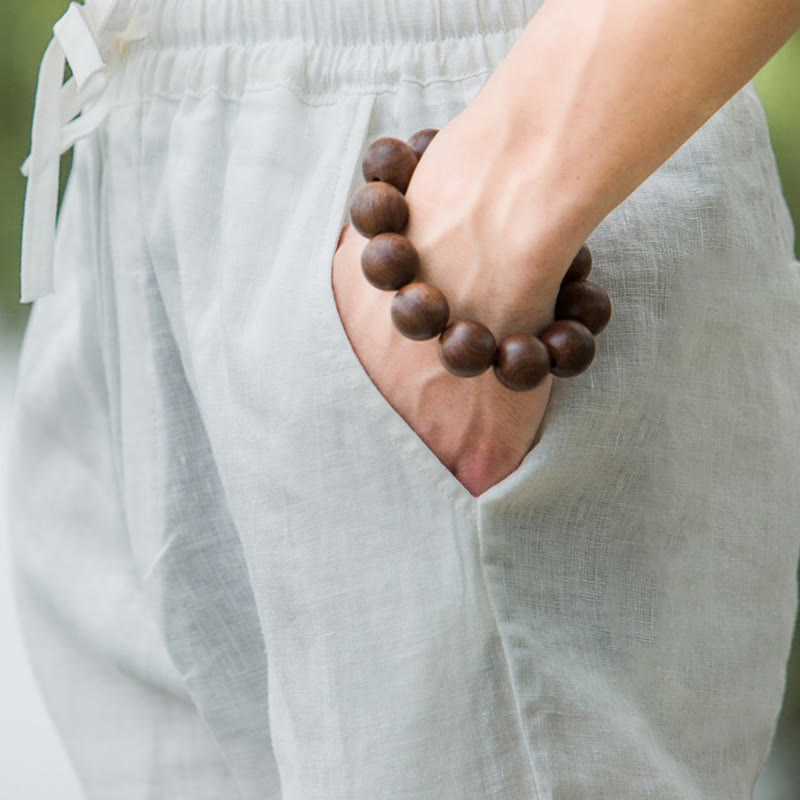 Pantaloni larghi da uomo in cotone tinta unita Buddha Stones con tasche - image 16