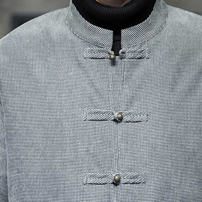 Buddha Stones Tinta Unita Rana-bottoni Cotone Uomo Giacca Camicia Abbigliamento