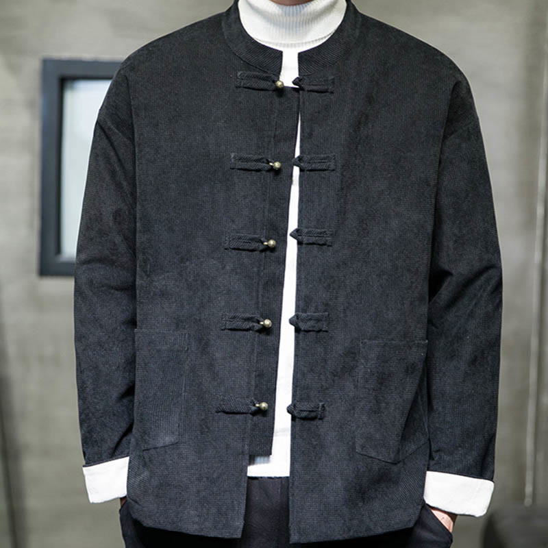 Giacca e camicia da uomo con bottoni a rana in tinta unita Buddha Stones - image 4