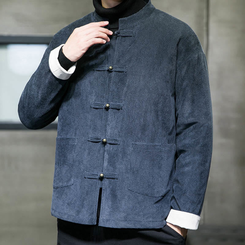 Giacca e camicia da uomo con bottoni a rana in tinta unita Buddha Stones - image 13