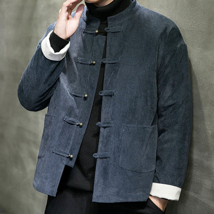 Giacca e camicia da uomo con bottoni a rana in tinta unita Buddha Stones - image 10