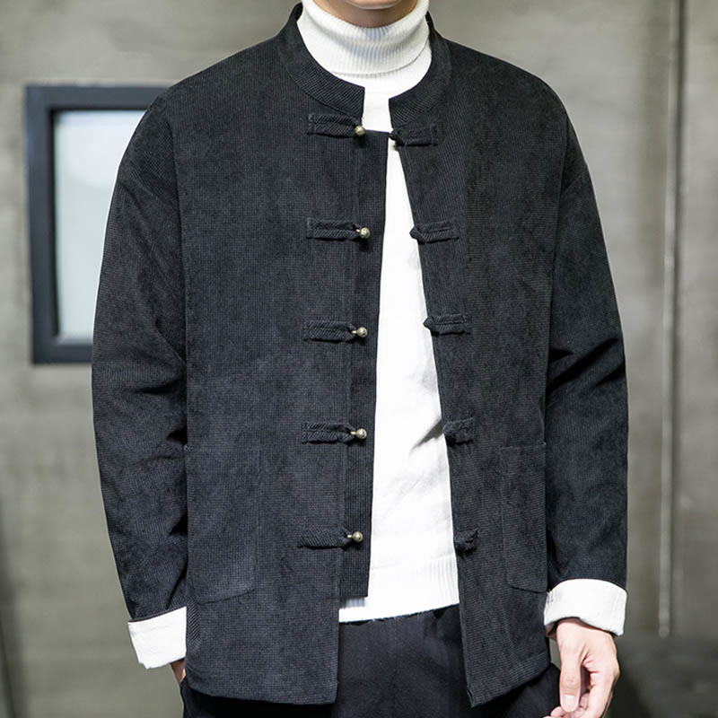 Giacca e camicia da uomo con bottoni a rana in tinta unita Buddha Stones - image 1