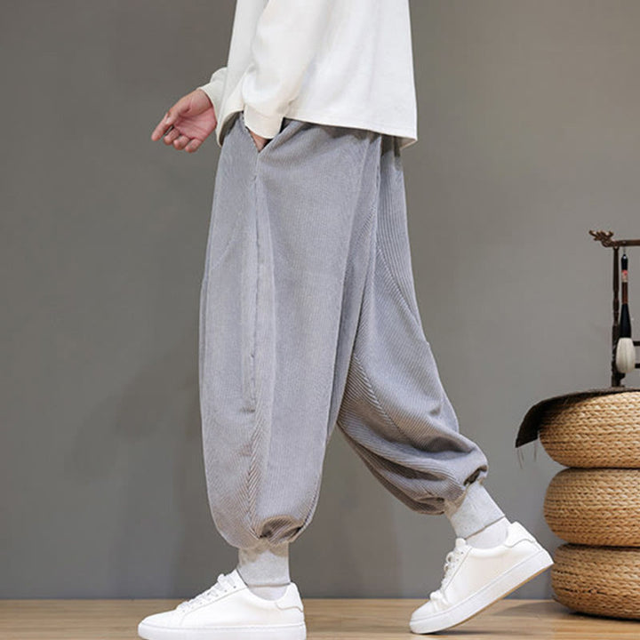 Pantaloni harem da uomo in cotone casual semplice Buddha Stones con tasche