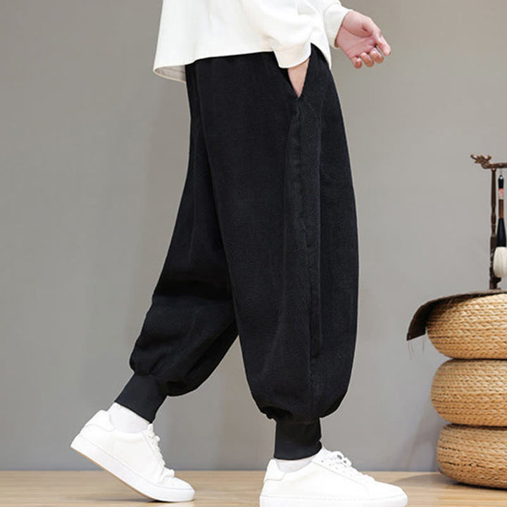 Pantaloni harem da uomo in cotone casual semplice Buddha Stones con tasche