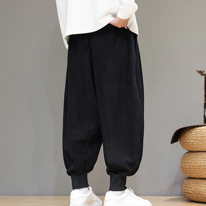Pantaloni harem da uomo in cotone casual semplice Buddha Stones con tasche