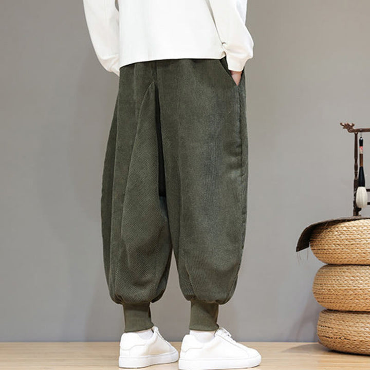 Pantaloni harem da uomo in cotone casual semplice Buddha Stones con tasche
