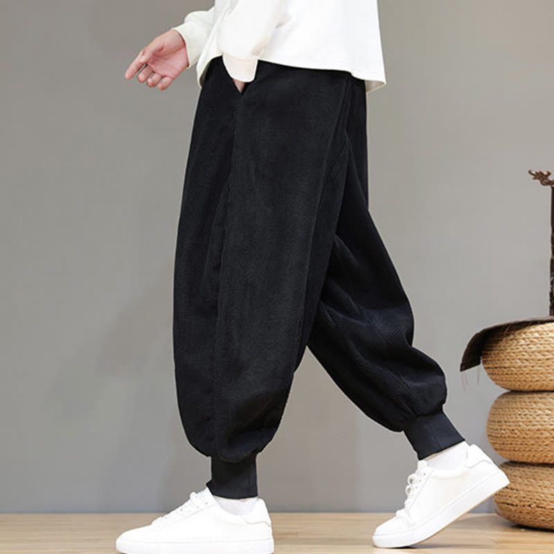 Pantaloni harem da uomo in cotone casual semplice Buddha Stones con tasche - image 10