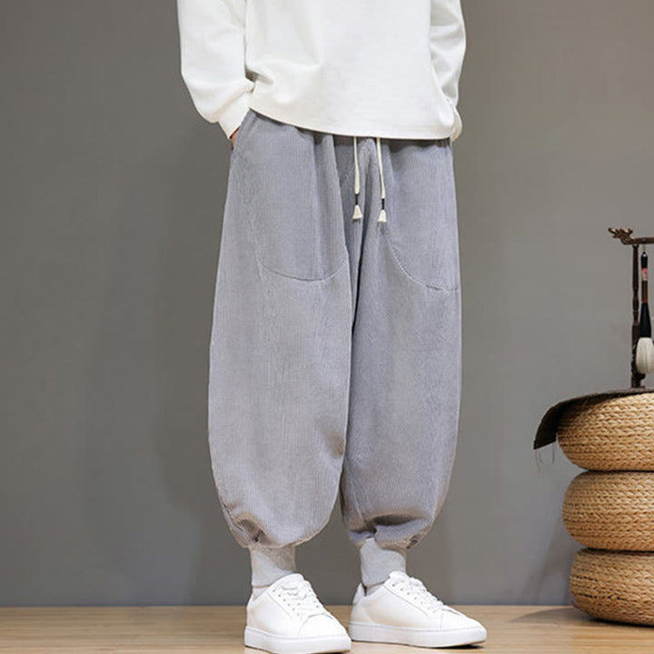 Pantaloni harem da uomo in cotone casual semplice Buddha Stones con tasche