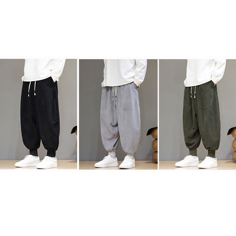 Pantaloni harem da uomo in cotone casual semplice Buddha Stones con tasche - image 27