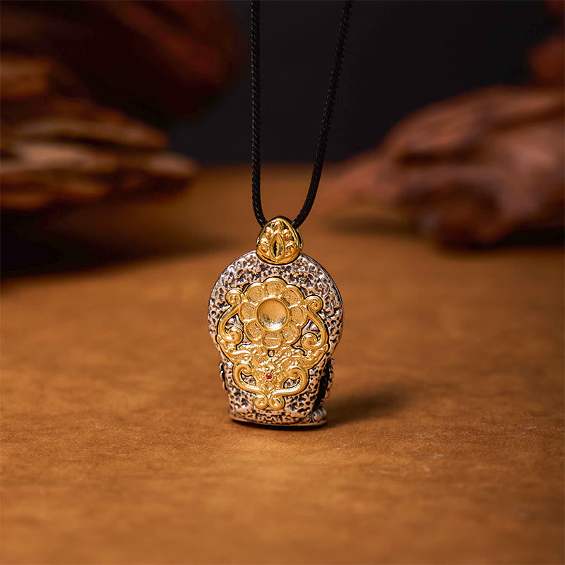 Buddha Stones Tibetano Avalokitesvara Dzi Perline Modello Rame Purezza Collana Pendente Guarigione