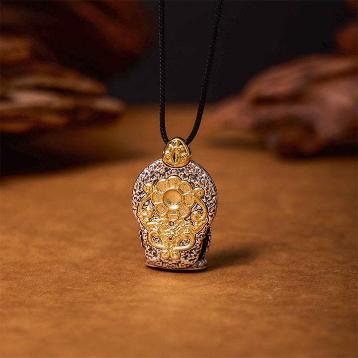 Buddha Stones Tibetano Avalokitesvara Dzi Perline Modello Rame Purezza Collana Pendente Guarigione