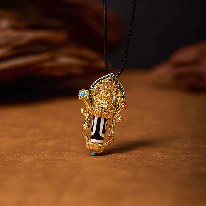 Collana con ciondolo in corda con motivo compassione Buddha Stones Tibetan Dzi Bead Manjusri Bodhisattva - image 5