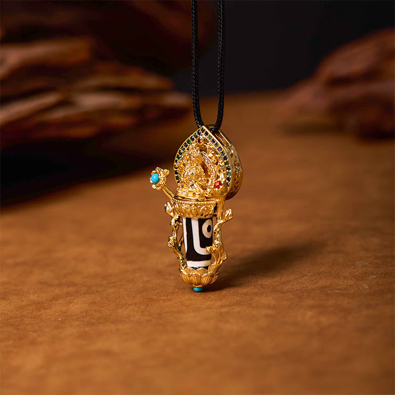 Collana con ciondolo in corda con motivo compassione Buddha Stones Tibetan Dzi Bead Manjusri Bodhisattva - Manjusri Bodhisattva - image 1