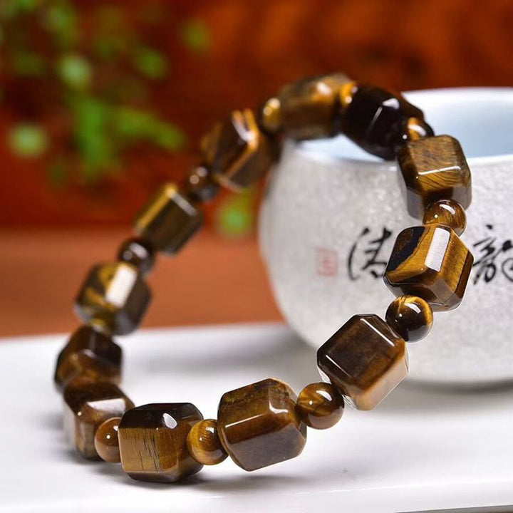 Braccialetto di protezione con occhio di tigre Buddha Stones