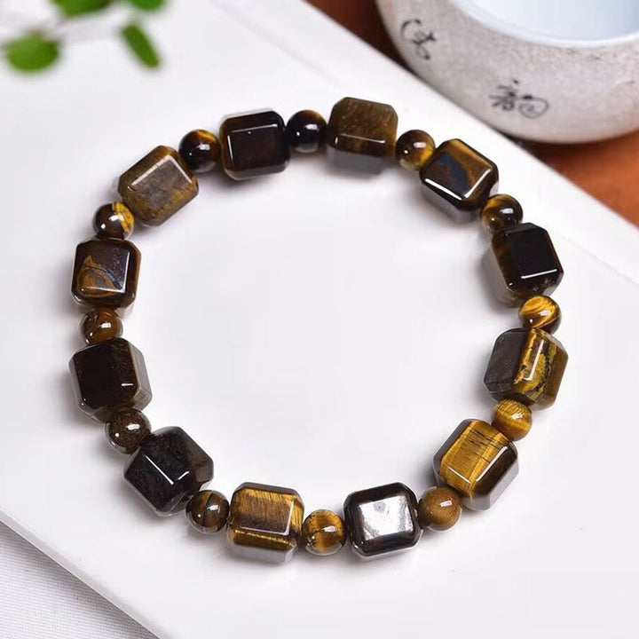 Braccialetto di protezione con occhio di tigre Buddha Stones