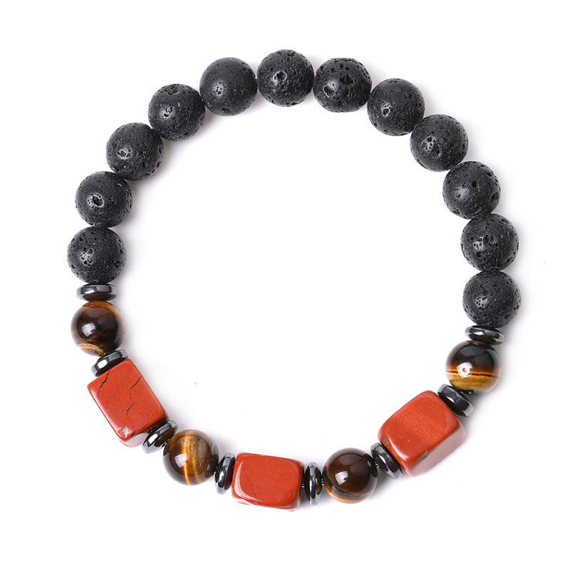 Buddha Stones Vari Cristalli Pietra lavica Bracciale Calma