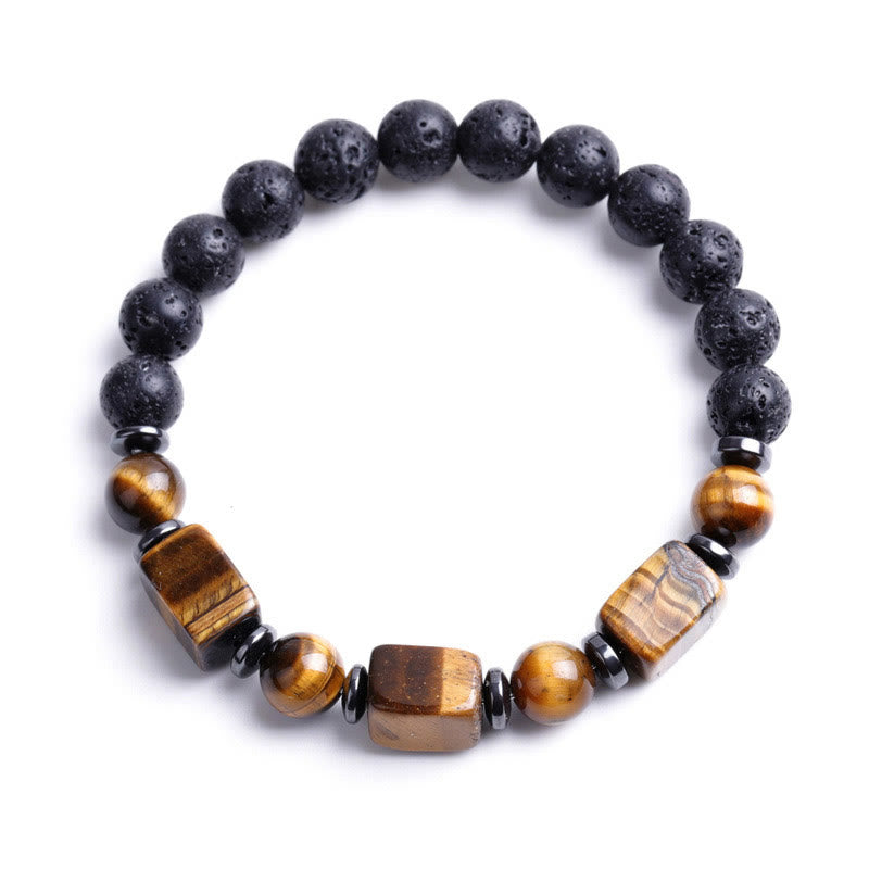 Buddha Stones Vari Cristalli Pietra lavica Bracciale Calma