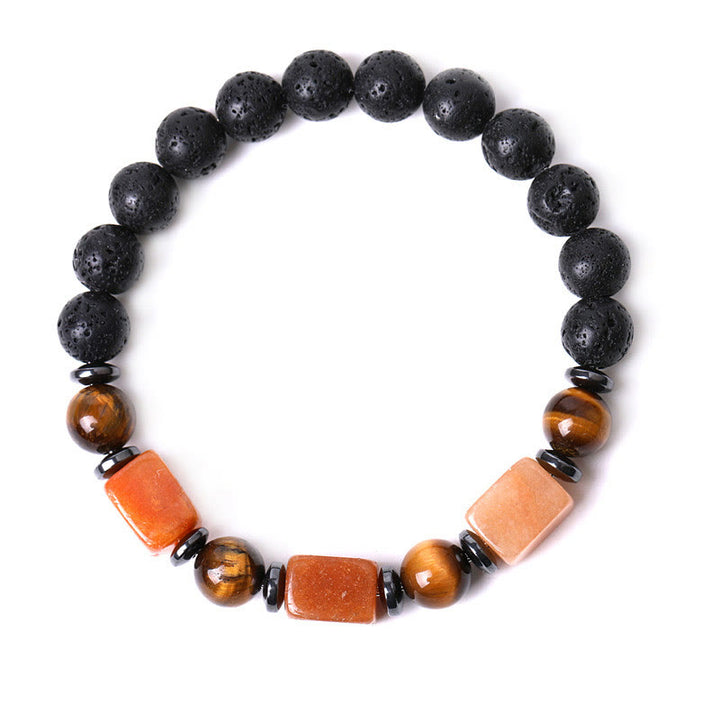 Buddha Stones Vari Cristalli Pietra lavica Bracciale Calma