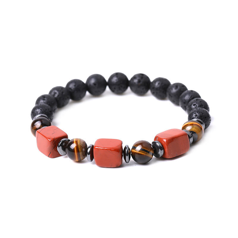 Buddha Stones Vari Cristalli Pietra lavica Bracciale Calma