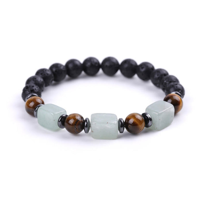 Buddha Stones Vari Cristalli Pietra lavica Bracciale Calma