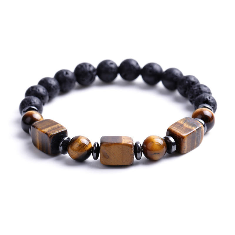 Buddha Stones Vari Cristalli Pietra lavica Bracciale Calma