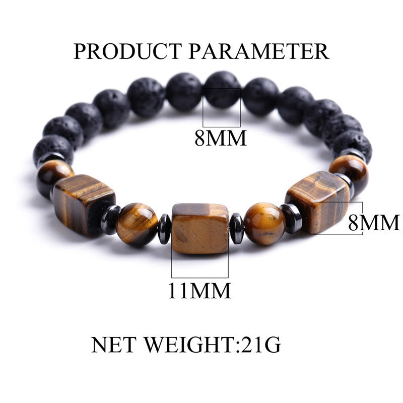 Buddha Stones Vari Cristalli Pietra lavica Bracciale Calma