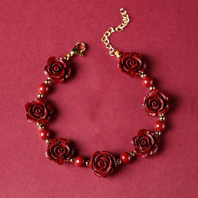Braccialetto di benedizione Buddha Stones Cinnabar Rose