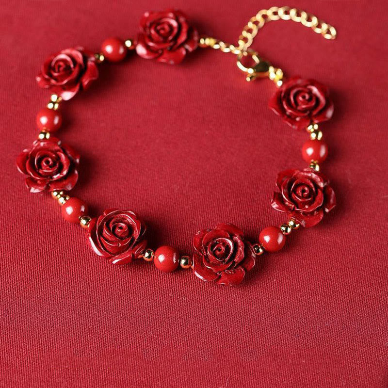 Braccialetto di benedizione Buddha Stones Cinnabar Rose