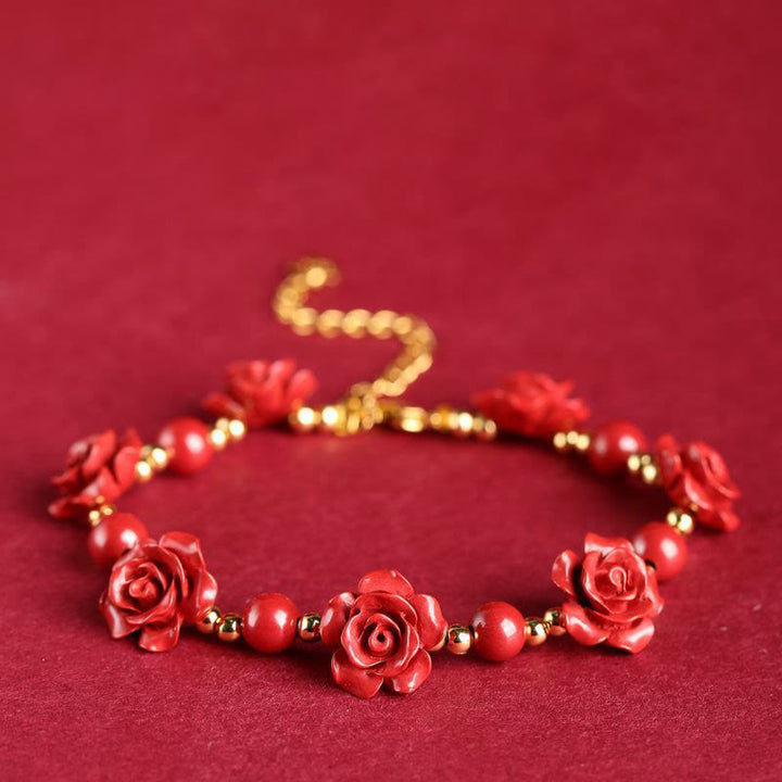 Braccialetto di benedizione Buddha Stones Cinnabar Rose