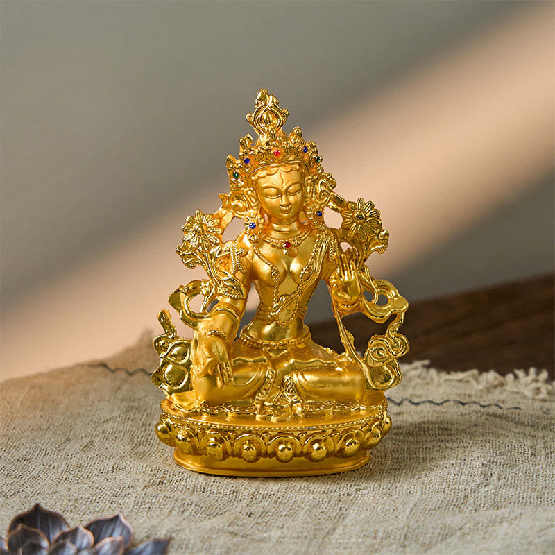 Buddha Stones Bodhisattva Tara Bianca Speranza Protezione Statua Placcata Oro Decorazione - SIMBOLO DEL BODHISATTVA TARA (Speranza ♥ Protezione) - image 0