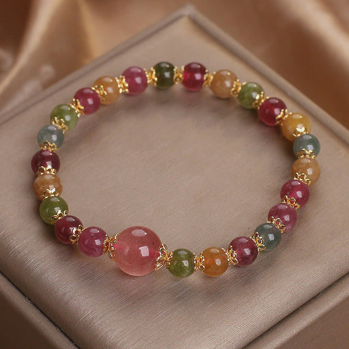 Bracciale della saggezza Buddha Stones Tormalina Quarzo Fragola