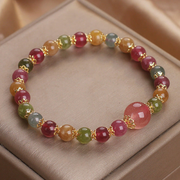 Bracciale della saggezza Buddha Stones Tormalina Quarzo Fragola