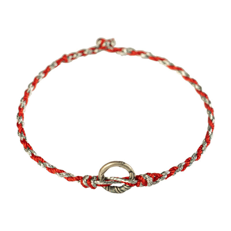Braccialetto con cordino portafortuna Buddha Stones in argento sterling 925 con fibbia della pace