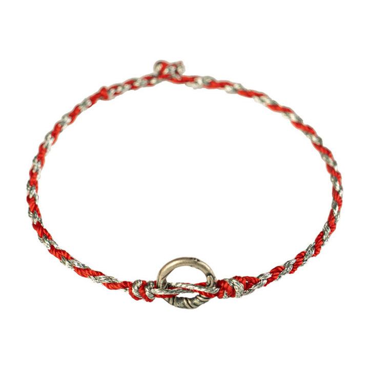 Braccialetto con cordino portafortuna Buddha Stones in argento sterling 925 con fibbia della pace