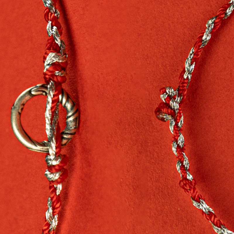 Braccialetto con cordino portafortuna Buddha Stones in argento sterling 925 con fibbia della pace