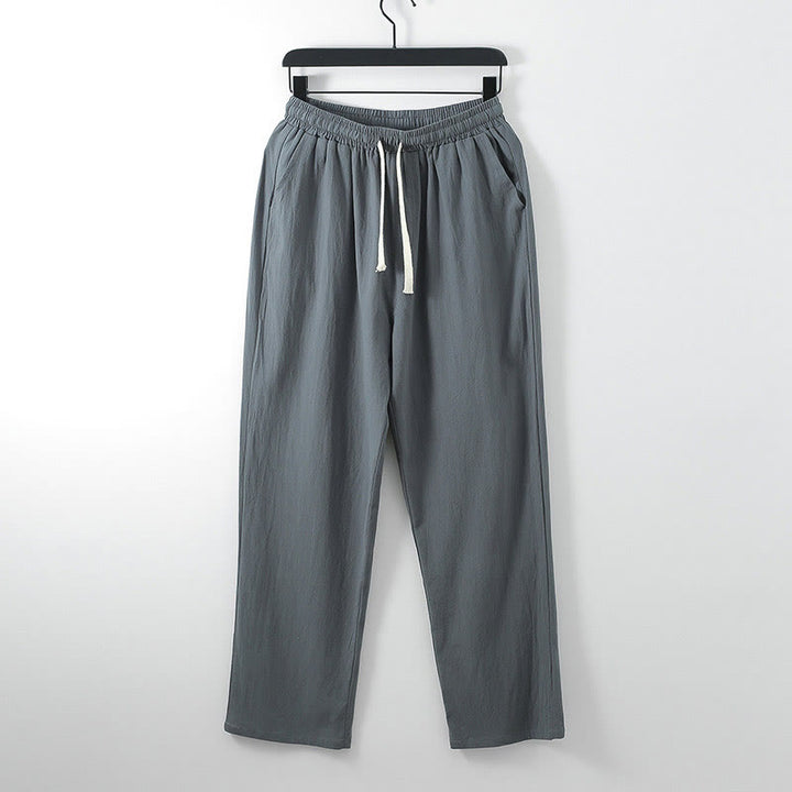 Pantaloni da uomo casual larghi in cotone e lino tinta unita con tasche Buddha Stones - Grigio tenue - US/UK/AU54, EU64 (9XL) - image 0