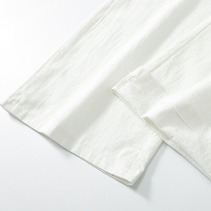 Pantaloni da uomo casual larghi in cotone e lino tinta unita con tasche Buddha Stones - image 5