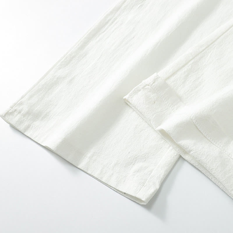 Pantaloni da uomo casual larghi in cotone e lino tinta unita con tasche Buddha Stones - image 5