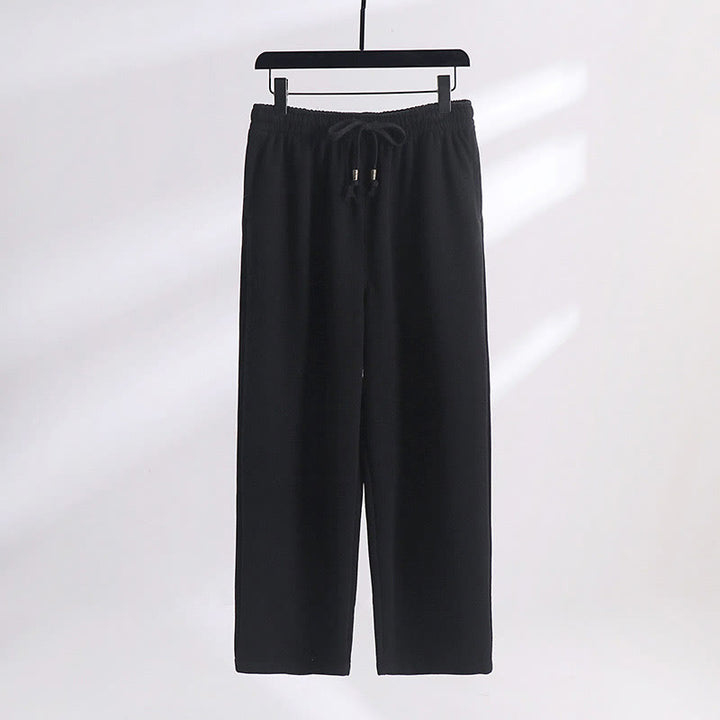 Pantaloni da uomo in pile di cotone tinta unita con tasche Buddha Stones