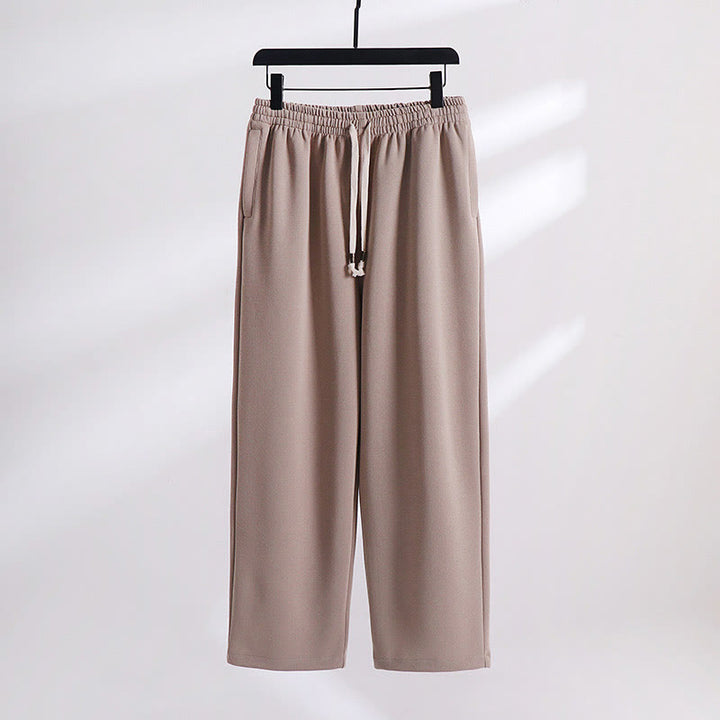 Pantaloni da uomo in pile di cotone tinta unita con tasche Buddha Stones