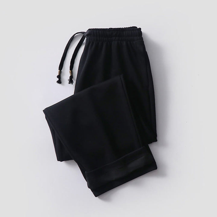 Pantaloni da uomo in pile di cotone tinta unita con tasche Buddha Stones