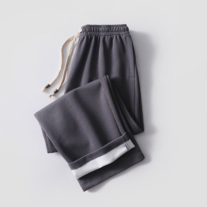 Pantaloni da uomo in pile di cotone tinta unita con tasche Buddha Stones