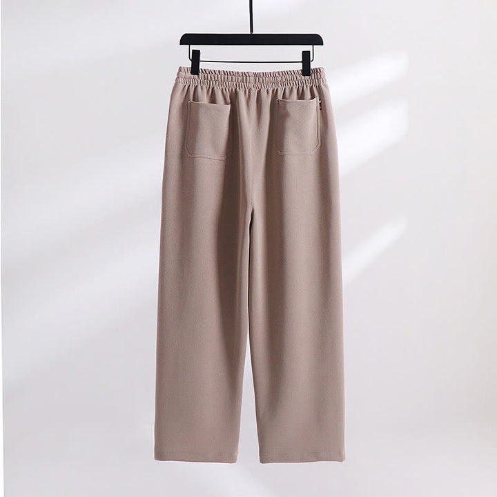 Pantaloni da uomo in pile di cotone tinta unita con tasche Buddha Stones