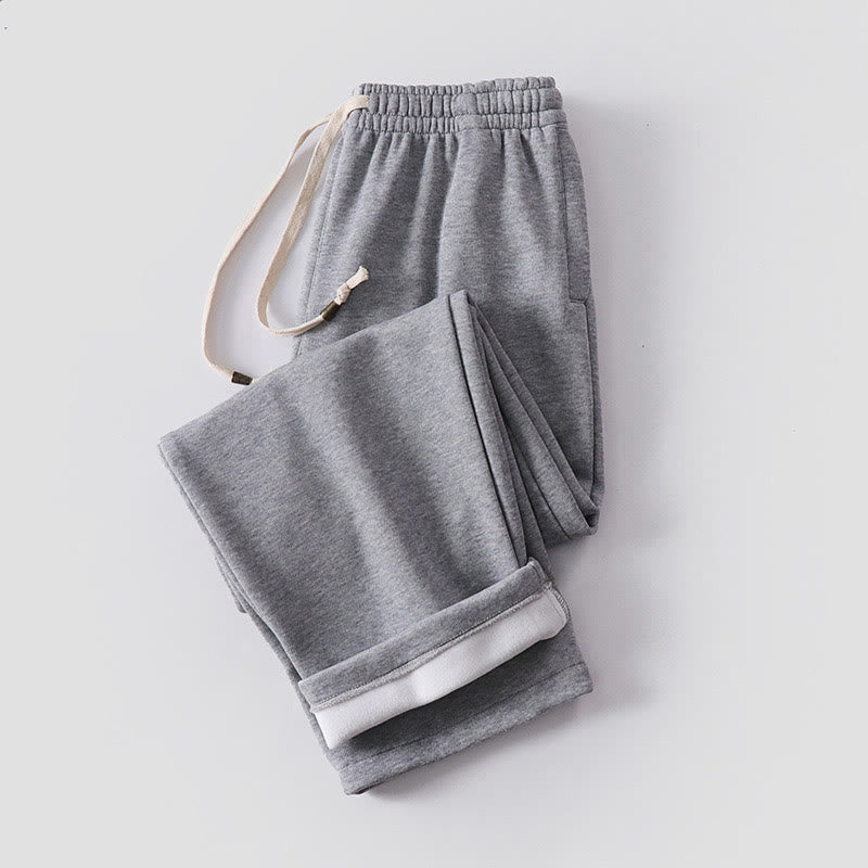 Pantaloni da uomo in pile di cotone tinta unita con tasche Buddha Stones