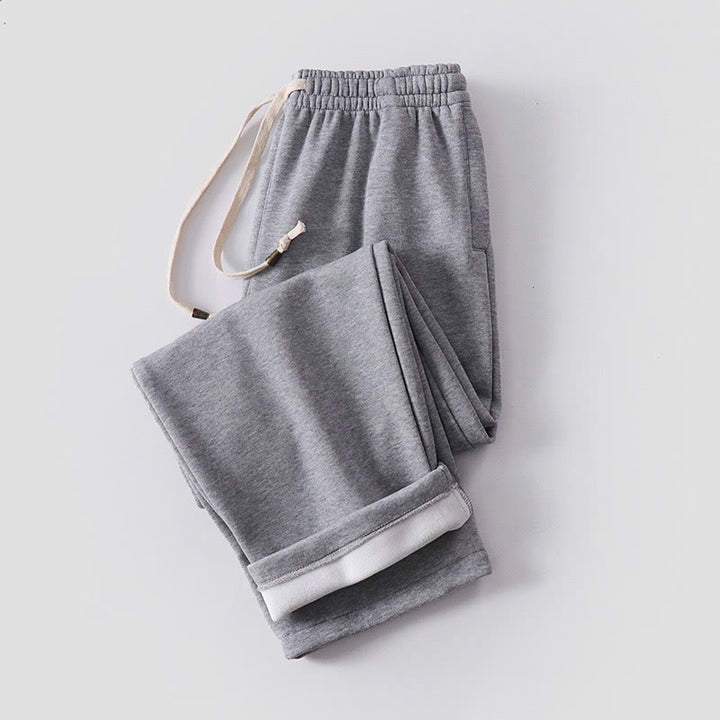 Pantaloni da uomo in pile di cotone tinta unita con tasche Buddha Stones