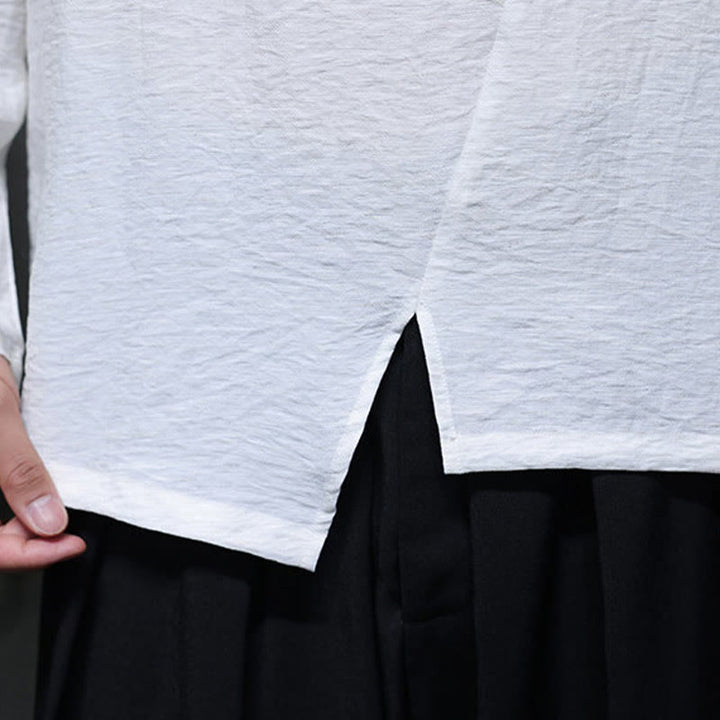 Camicie da uomo in cotone con scollo rotondo e maniche lunghe larghe, tinta unita, motivo Buddha Stones - image 14